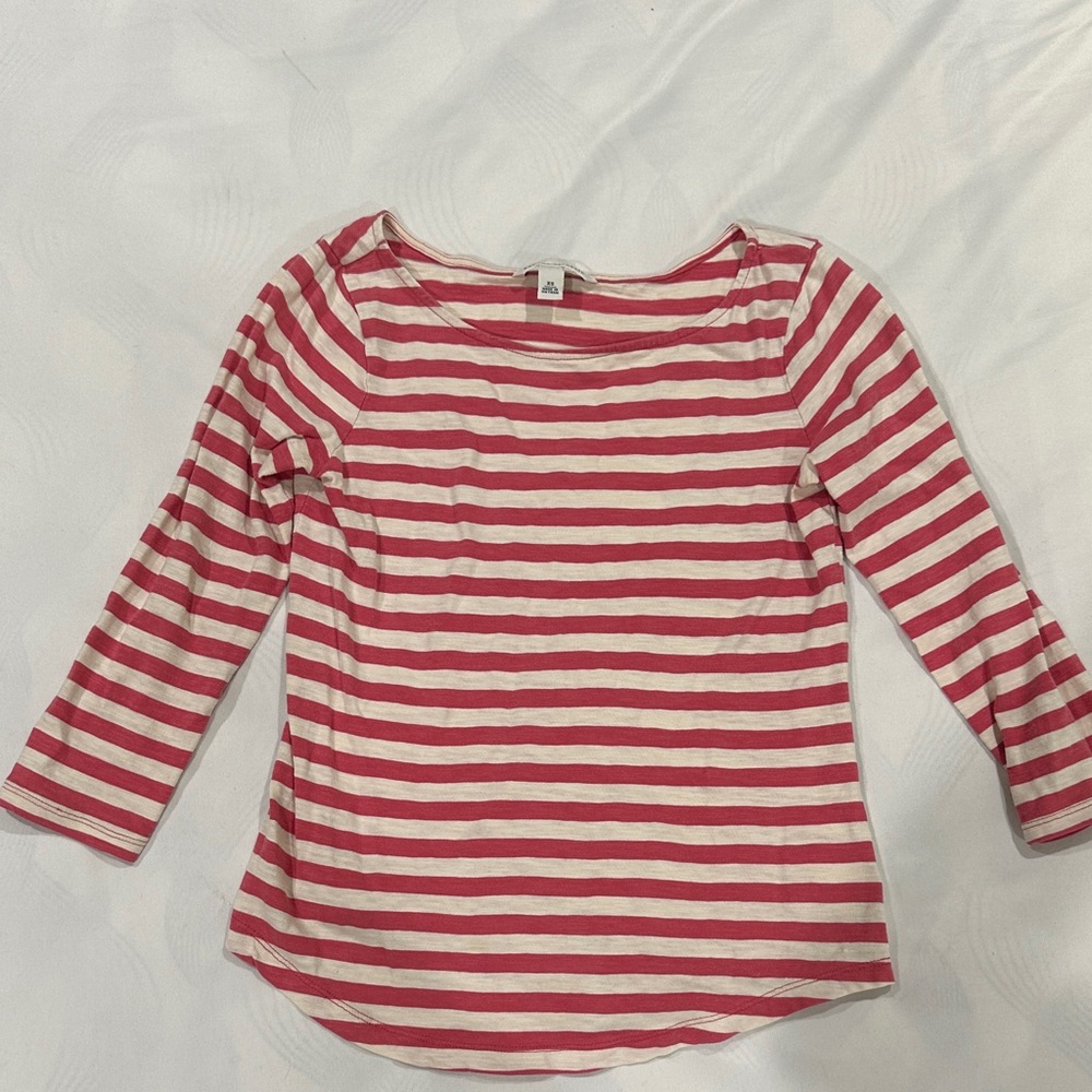 Banana Republic Striped Long Sleeve Top - Red & White